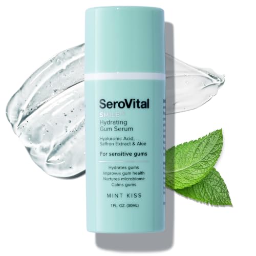 SeroVital Smile Hydrating Gum Serum Hyaluronic Acid Aloe Vera and Vitamin E for Dry Gums Improve Gum Health Calm Gums Formulated for Sensitive Gums 1 fl. oz. Mint Kiss