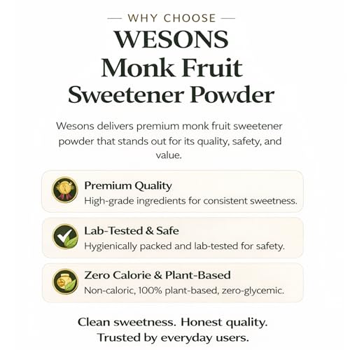 Image of Wesons Monk Fruit Sweetener Organic (200 Grams) - 1:1 Pure Monk fruit Extract - Monk Fruit Sugar Organic - Sweetness Equal to Sugar