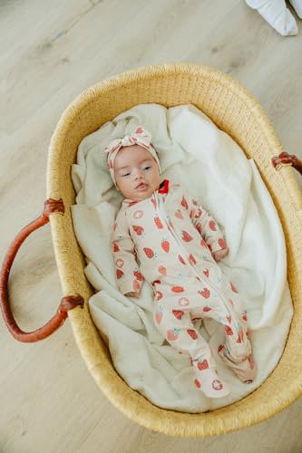 Image of Copper Pearl Zip-Up Footie Baby Pajamas - Soft Newborn Onesies for Boys & Girls, Tag-Free with Two-Way Zipper Baby Sleepers for Newborn - 24 Months, Strawberry