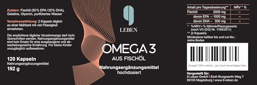 9 Leben® Premium Omega 3 – 2000mg reines Fischöl pro Tagesdosis – mit 50% EPA und 25% DHA – Laborgeprüft, aufwendig hergestellt