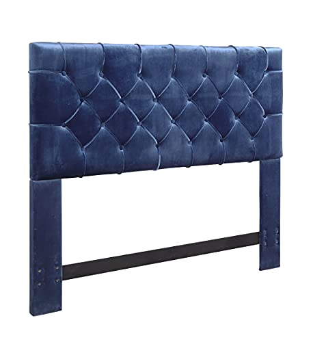 Iconic Home Rivka Headboard Velvet Upholstered Diamond Button Tufted Modern Transitional, Twin, Navy #TOP1