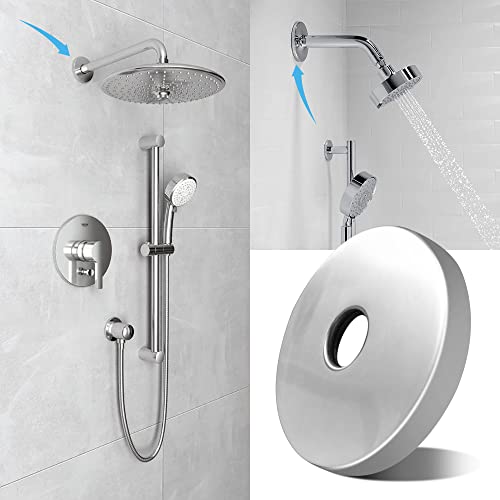 Shower Escutcheon Plate, Shower Flange Cover - Modern Shower Arm Flange 3.5” Extra Large | Universal Escutcheon Brushed Stainless Steel Replacement Cover Plate, Fits Standard 1/2\" shower Pipes