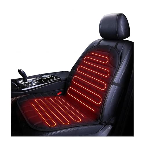 Professioneller, universeller beheizbarer Autositzbezug, abnehmbar und verstellbar, unverzichtbar für Lange Fahrten im Winter, B-mit Tasche (H-Schwarz, 1 Sitz)