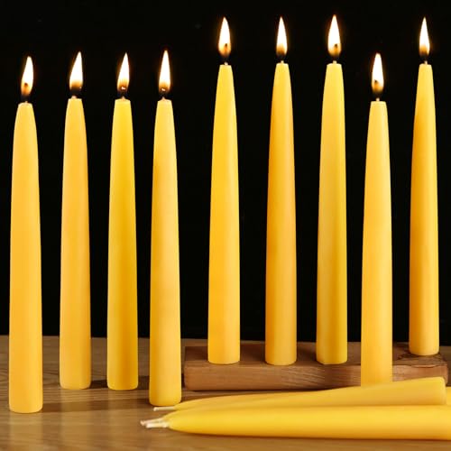 Image of Beeswax Taper Candles,100% Natural Bees Wax Candle Sticks,18 Pack,8 Inch