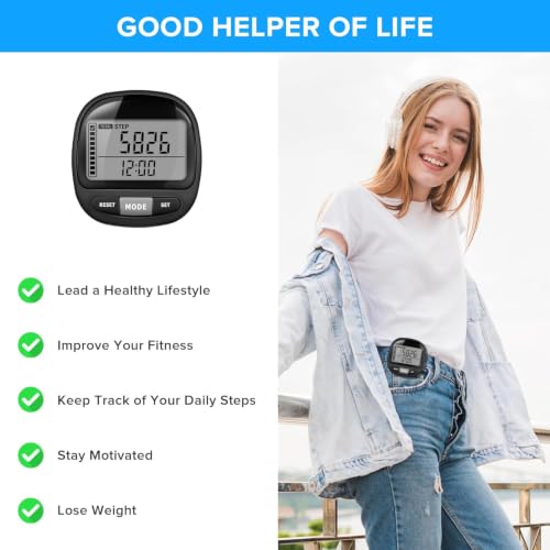 DonDofla 3D Pedometer Step Counter for Walking and Miles, Simple Step Tracker with Large Digital Display and Clip Lanyard, Steps Track Accurately Steps Monitor Watch for Women Men Adults Seniors Dog by DonDofla - Used condition - Image 4