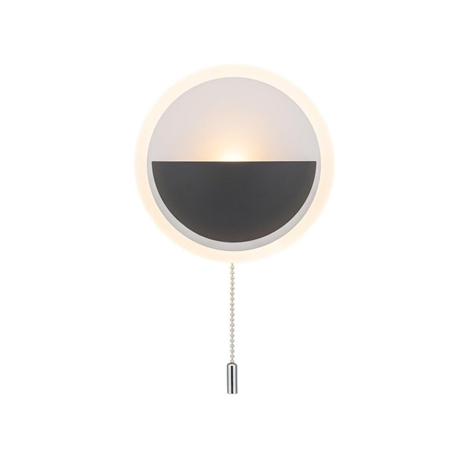 Lampa ścienna wewnętrzna o minimalistycznym wzornictwie, prosta okrągła lampa ścienna z przełącznikiem łańcuchowym, do sypialni, jadalni, salonu, korytarza na zewnątrz