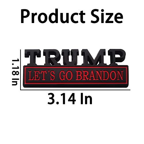 Zipelo Trump Let's Go Brandon Car Emblem, 3D Auto Rear Tailgate Metal Badge Decal, Funny Letter Logo Trunk Fender Replacement Nameplate Sticker, Car Decor Accessories For Truck, Suv, Van (Black/Red) #TOP1