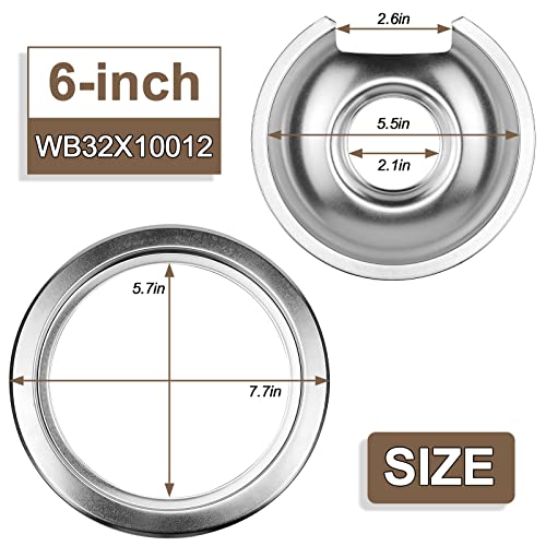 Electric Stove Drip Pans 1 Large 8'' Wb32X10013 & 3 Small 6'' Wb32X10012 Gas Stove Burner Drip Pans And Rings For Ge Electric Stove Burner Drip Pans By Fetechmate #TOP2