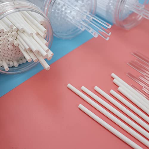 200Pack 4Inch White Paper Lollipop Sticks,Cake Pop Sticks,Sucker Sticks For Cookies,Rainbow Candy,Chocolate,Cake Topper (Paper, 4In) #TOP6