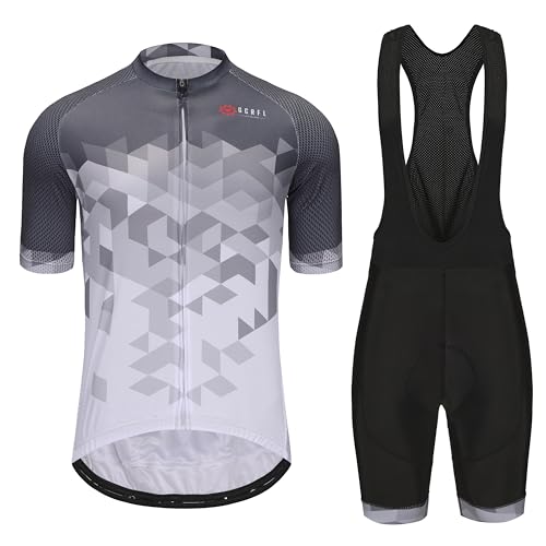 GCRFL Conjunto masculino de jérsei de ciclismo com manga curta e zíper Pokcet com acolchoado, kit de