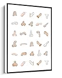 Penis Wall Art,Funny Bathroom Poster,Print Wall Art,Penis Wall Art,Body Sketch Canvas wall art For living room bedroom office home decoration artwork 8'x12'Framed