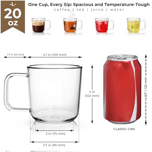Set de 2 mugs de vidrio borosilicato 20 oz con asa miniatura 5