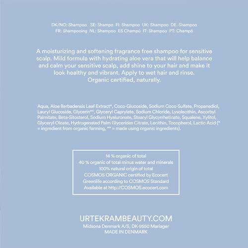 Urtekram Fragrance Free Shampoo für empfindliche Kopfhaut, 500 ml