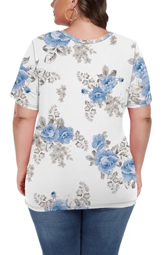Image of ForHailey Women's Plus Size Short Sleeve Tee Shirt V Neck Basic Ladies Loose Fit T Shirt 1X-5X
