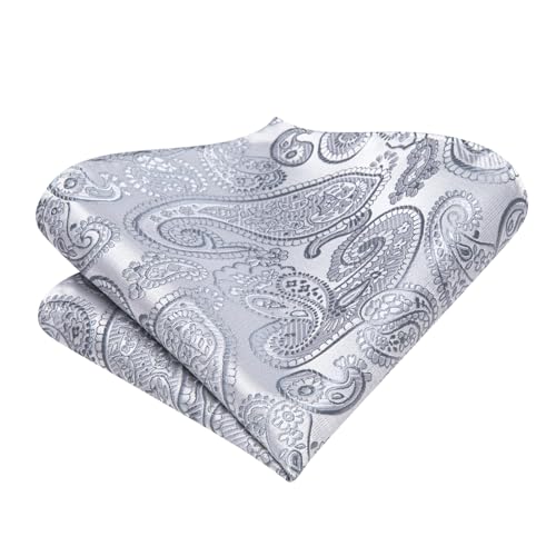 Image of Dubulle Self Tie Bow Ties and Lapel Pin for Men Paisley Solid Mens Bowtie and Handkerchief Cufflinks Set Wedding
