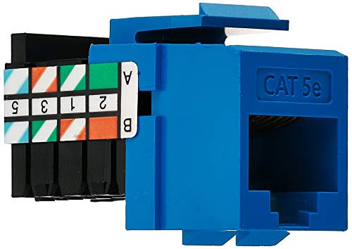 Leviton Cat 5e 8-Wire QuickPort Adaptor Jack, 10-Pack, 5G108-AL5, Blue