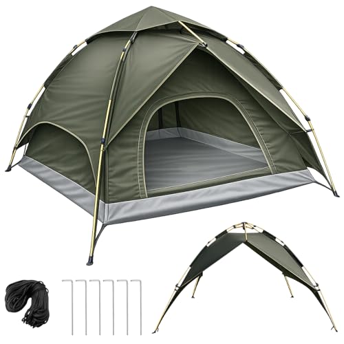 Dimensioni: le dimensioni esterne della tenda sono 230 x 230 x 165 cm, le dimensioni interne sono 205 x 205 x 135 cm. La tenda a cupola offre spazio per 3 materassi ad aria con 70 cm di larghezza. Anche le persone con un'altezza di 180 cm possono sdraiarsi o sedersi comodamente nella tenda.