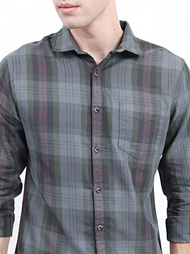 Image of KETCH Men Polycotton Slim Fit Checked Full Sleeve Shirt