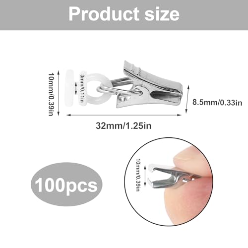 100 Stück Vorhang Clips Gardinenhaken Gleiter Gardinenhaken Zum Klemmen Klammern mit Rädern Gardinenröllchen für Schiene
