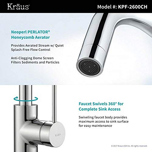 Image of KRAUS Spot Free Oletto Single Handle Kitchen Bar Faucet in All-Brite Stainless Steel Finish, KPF-2600SFS (Pack of 1)