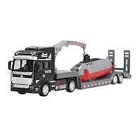 Realistic Design: Semi flatbed truck toy with submarines features a realistic and high simulation design with an alloy front part and a detailed carriage, providing an immersive play experience. Multifunctional Play: With its crane detail, this trail...