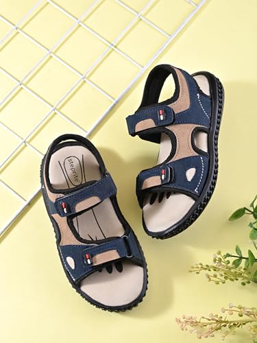 Image of Steprite Kids' Boy Sporty Strappy Sandal, Double Hook-and-Loop Straps, Cushioned Footbed, Open-Toe
