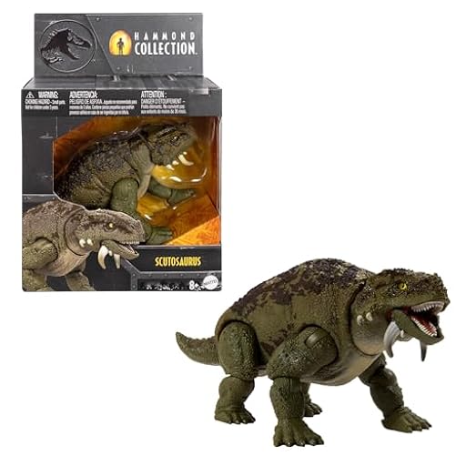 Mattel Jurassic World Colección Hammond Escutosaurio Figura de acción de dinosaurio, diseño de primera calidad con ojos de cristal y 14 puntos de articulación, JDJ08 | Ya disponible en tu tienda friki favorita! En mundofriki.es!