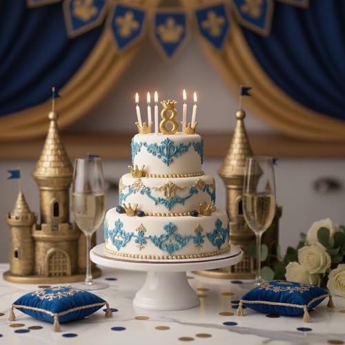 Image of Rozi Decoration Number 8 Birthday Candle for Cake with Crown Design | Gold Metallic Number Candle with Stick | Eighth Birthday Cake Topper for Baby, Kids and Party Celebration