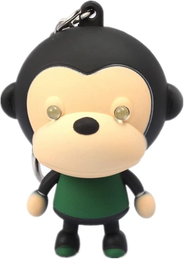 ODETOJOY 1PC ABS Monkey Keychain with LED & Voice Pendants Ornament For Handbags Or Schoole Pack Random Color