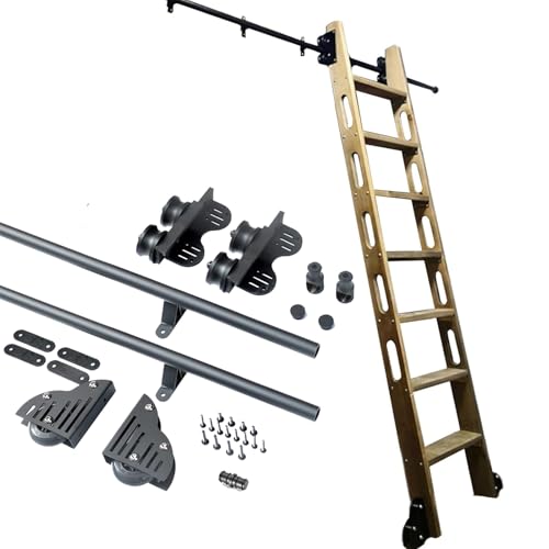 Kit de rail pour échelle mobile rond en acier noir de bureau