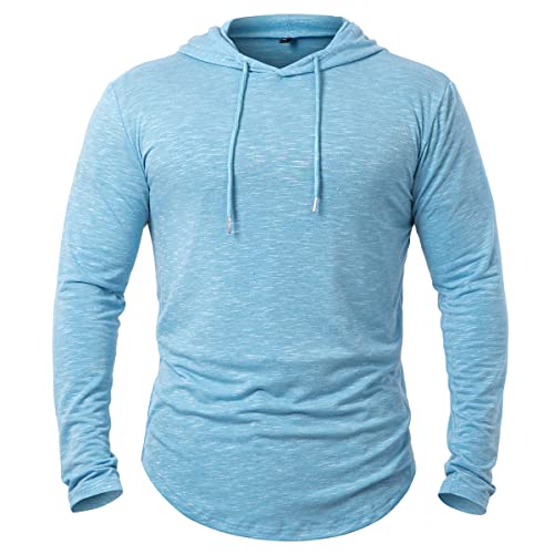 MANSDOUR Men’s Athletic Hooded Shirts Long Sleeve Workout Sport Hoodie Casual Running T Shirt Quick Dry Pullover Top