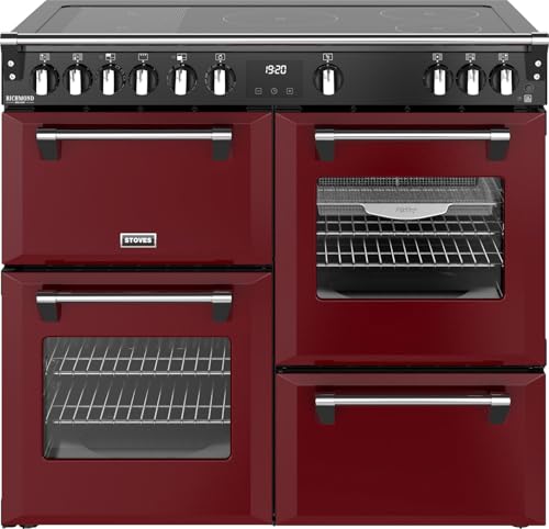 Image of Stoves Richmond Deluxe 100Ei 100cm wide Electric Range Cooker with Induction Hob - Garnet Red - A Rated