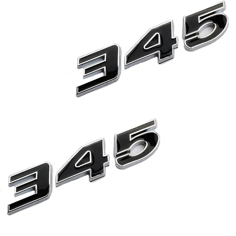 Image of 2PC 345 Emblem Decal Car Engine Letters Decal Plating Badge 3D Metal Style Fit for 300C for Charger Black Silver