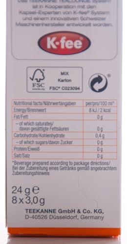 Tealounge Teekannenkapseln Orange Splash Nr. 822 Früchtetee 3 x 8 Kapseln