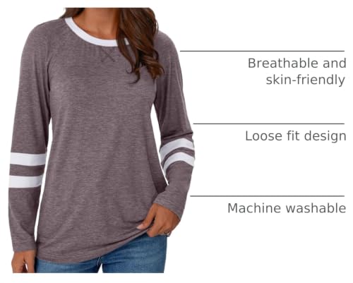 Image of AUTOMET Womens Color Block Long Sleeve Shirts Oversized Crewneck Casual Top