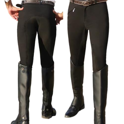 Kduplily Men's Full Seat Breeches Equestrian Horse Riding Pants for Men Horse Back Stretch Show Pants Black White Accessories (US, Numeric, 30, Regular, Regular, Black)
