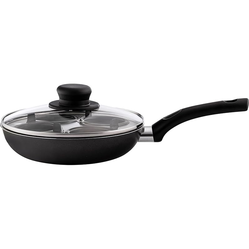 20cm / 8" Non-Stick Aluminium Traditional Egg Poacher, 4 Cup, with Glass Lid thumbnail 7