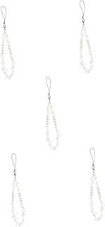 NOLITOY 5 Peças Cordão De Pérola Para Telefone Decoração De Mão Contas Naturais Pérola Guarnição Pulseiras De Pulso De Mão Charme De Telefone Corrente De Telefone Móvel Cordão De Telefone