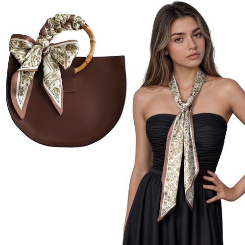Breevo Purse Scarf for Handbags Silk Neck Hair Head Bag Accessory Satin Fashion Handle Belt Skinny