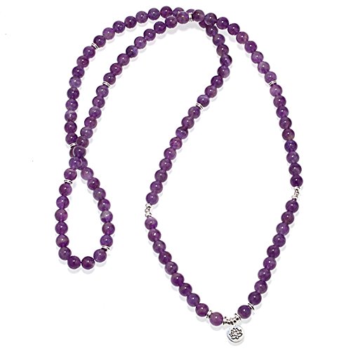 SEVENSTONE 8MM 108 Mala Beads Charm Bracelet for Men Women Yoga Bracelet Necklace Father's Day - Thumbnail 2