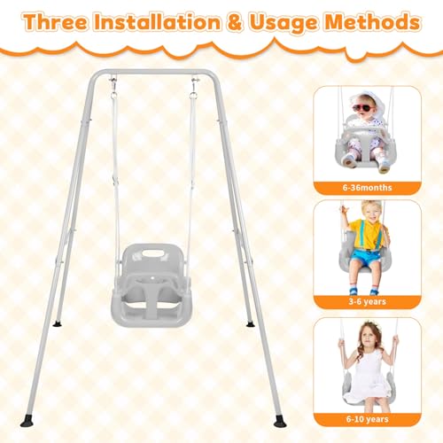 Image of 4-in-1 Toddler Swing Set & Baby Jumper and Bouncer for Toddlers | Foldable Baby Swing Stand for Outdoor /Indoor Play, Easy to Assemble and Store for Ages 6 Months to 10 Years Old