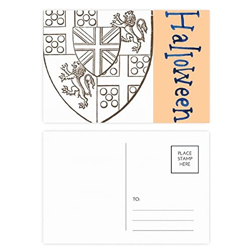 Cartes postales d'Halloween à motif bouclier baroque, lot de 20 cadeaux souvenirs
