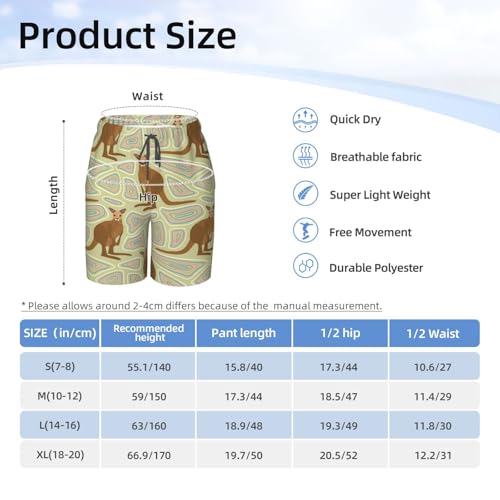 Boys Swim Trunks Kangaroo Ethnic Ornament Mascot Cute Kids Swim Shorts Quick Dry Beach Board Pocket4