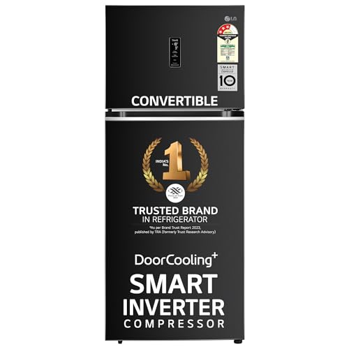 Image of LG 380 L 3 Star Frost-Free Smart Inverter Wi-Fi Double Door Refrigerator Appliance (GL-T412VESX, Ebony Sheen, Convertible & Door Cooling+, Gross Volume- 408 L)