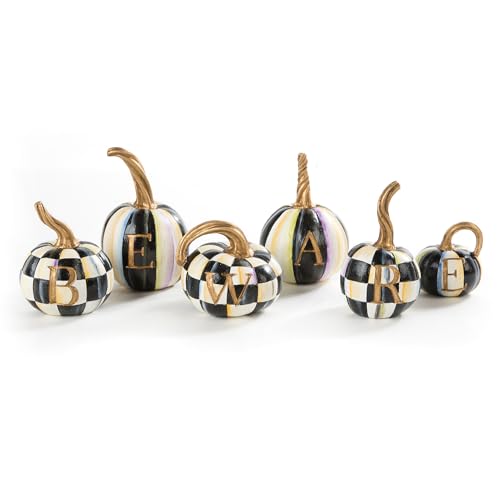MACKENZIE-CHILDS-Beware-Resin-Pumpkin-Decor-Set-Decorative-Halloween-Decor-for-Home-Decoration-Set-of-6 MACKENZIE CHILDS Beware Resin Pumpkin Decor Set Decorative Halloween Decor for Home Decoration Set of 6