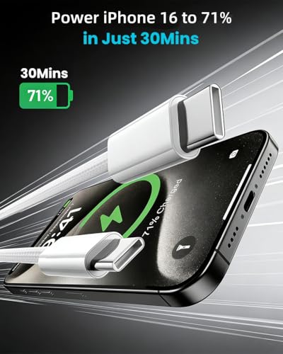 Image of Verilux PD 240W Type C Cable Fast Charging, 6.6Ft /2M Nylon Braided C Type Charger Cable with 480Mbps Data Transfer, Compatible with iPhone 17 /16 /15, Galaxy S26 /S25 /S24, MacBook, iPad