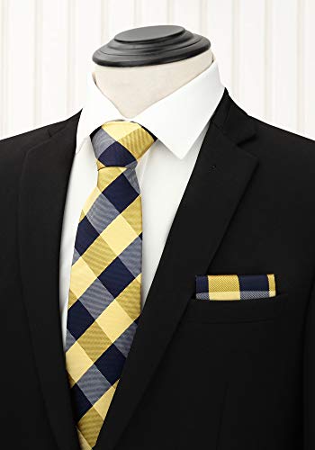 Image of HISDERN Mens Ties and Pocket Square Set Business Elegant Ties for Men Classic Lot 3 Pcs Wedding Party Neckties & Handkerchief