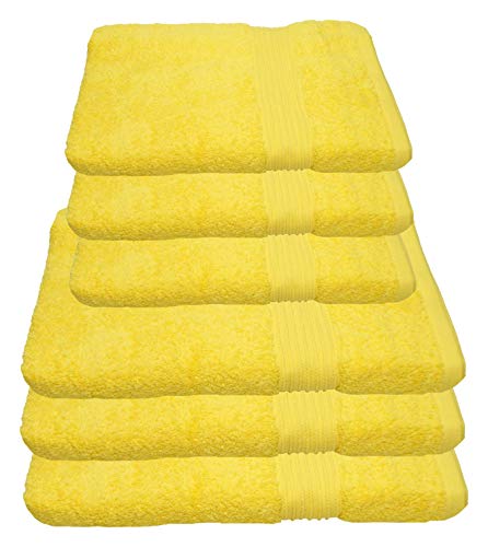 Julie Julsen 6 TLG Handtuchset 3 Badetücher 3 Handtücher Reine Baumwolle über 30 Farben Gelb