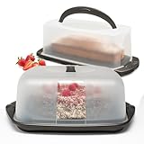 Hausfelder Kuchen Transportbox Set Rechteckig für Kastenkuchen und Transportbox quadratisch -BPA-frei – Kuchenbehälter mit Deckel für Transport und Aufbewahrung