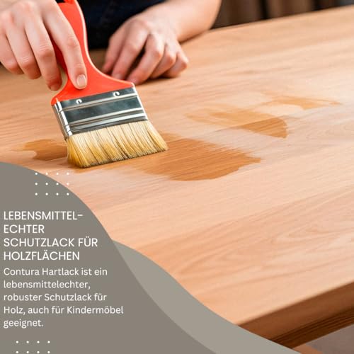 Contura Hartlack Tischplattenlack lebensmittelecht Klarlack Tischplatte Holzlack Lack (Transparent, 750ml.)